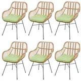 Mendler Esszimmerstuhl HWC-P17 Rattan creme 6er Set