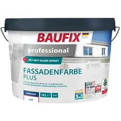 BAUFIX professional Fassadenfarbe Plus weiss seidenmatt, 10 Liter, Außenwand Farbe