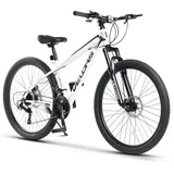 Velors Mountainbike 26 29 Zoll Fahrrad für Herren Damen, Mädchen und Jungen, 21 Gang Shimano TZ 500 Schaltwerk, Kettenschaltung, Hochwertiger Rahmen, Jugendfahrrad MTB Hardtail Fahrrad Bike weiß