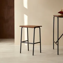 Hoher Hocker Talia aus Metall und Palisanderholz
