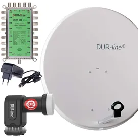 Dur-Line MDA 80 Anthrazit - Digiatale 4 Teilnehmer Satellitenschüssel Komplett-A...