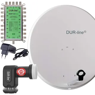 Dur-Line MDA 80 Anthrazit - Digiatale 4 Teilnehmer Satellitenschüssel Komplett-A...