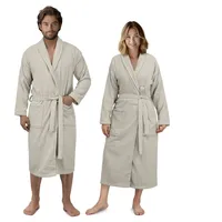 HOMELEVEL Bademantel Bademantel Frottee Damen Herren - Extra saugfähig - 100% Baumwolle XL, Baumwolle beige