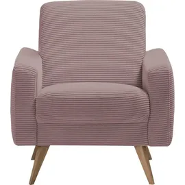 exxpo - sofa fashion Sessel Samso, Loungesessel, elegant und bequem, aktueller Cord Bezug rosa