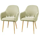 CLGTY Spandex Stuhlhussen Mit Armlehne, Weich Wasserdicht Hussen Für Stühle Mit Armlehnen Abnehmbare Modern Stuhlhussen Mit Elastischem Boden für Esszimmerstühle-Beige-2 Stück