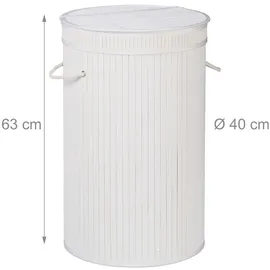 Relaxdays Wäschekorb Bambus, mit Klappdeckel, weiß