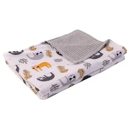 ULLENBOOM Babydecke Waffelpique Grau Faultiere, 70x100 cm