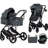 Chipolino Kinderwagen 3 in 1 Amore Babyschale Adapter Wickeltasche Fußabdeckung tuerkis