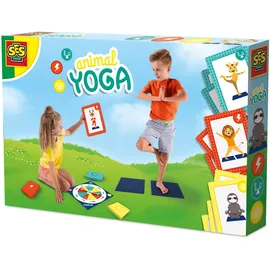 SES Creative | Animal Yoga für Kinder | Yoga-Spielset | 27 Karten mit von Tieren inspirierten Körperhaltungen | 2 Matten und Spielrad | Wellness- und Motorik-Aktivitäten | Zen-Geschenkidee ab 3 Jahren