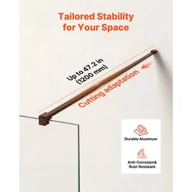 Vevor feststehende Duschwand aus Glas (864 x 1870 mm) teilgerahmt, 8 mm dicke, klare Sicherheitsglastür mit Bodendichtung und Beschlägen, Duschtrennwand Duschabtrennung für Badezimmer, Mattschwarz