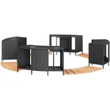 Whirlpool-Umrandung Schwarz Poly-Rattan und Massivholz Akazie - Poolzubehör modernem Design 20377927