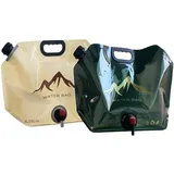 Yosuagr Faltbarer Wasserkanister mit Drehhahn, 2 Stück 8L Tragbare Wasserbeutel faltbar, für Outdoor Camping & Notfall, BPA-Frei mit Volumenskala,Leicht und Falbar mit Ausgießer