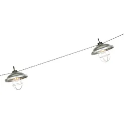 Lumineo LED Solar Lichterkette Industrieleuchten 2,5m Metall Warmweiß