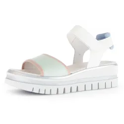 Keilsandalette GABOR, Damen, Gr. 39, grün (mint, weiß), Glattleder, kontrastfarbene Details, klassisch, Schuhe, Plateau, Riemchensandale, Sommerschuh mit Fersenpolsterung
