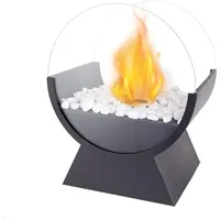Runde Glas-tischfeuerschale, 34 Cm Hoch, Tragbarer Tischkamin, Sauber Verbrennender Bioethanolkamin Für Terrassenveranstaltungen
