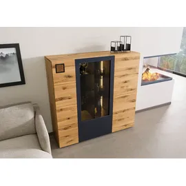 Massivmoebel24 Highboard 148 x 143 x 43,5 cm Natur geölt/lackiert / Beige
