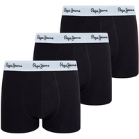 Pepe Jeans Herren Boxershorts, 3er Pack - ISSAC, Trunks, Cotton Stretch, Logobund Schwarz S