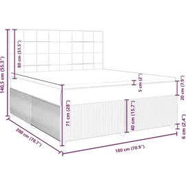 vidaXL Boxspringbett 180 x 200 cm Dunkelgrau