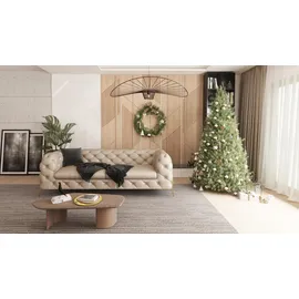 s-style möbel CHESTERFIELD-SOFA 3-Sitzer Vertex Beige Samt