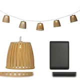 Lumineo LED Solar Lichterkette Lampenschirme 4,5m - Solarlichterkette Solarkette Gartenbeleuchtung Partylichterkette Außen Garten, Balkon, Solarstring, Beleuchtung de Garten, Außenbele... Beige