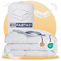 BedFabtasy Feder und Daunendecke 240x220cm, Oeko-Tex zertifizierte Leichte Bettdecke 240x220, 100% Extraweiche Federn & Daunen, Allergiker, RDS Zertifiziert Federbettdecke, Duvet, Sommerdecke