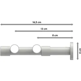 Interdeco GARDINENSTANGE Prestige Elanto 520 cm (geteilt in 4 x 130 cm), 2-läufig (ohne Ringe), 20 mm Ø Weiß