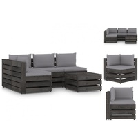 vidaXL 5-tlg. Garten-Lounge-Set mit Kissen Grau Imprägniertes Holz