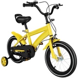 Brride 14 Zoll KinderFahrrad ab 3 Jahre, Jungen Mädchen Kinderfahrrad für ab 3-6 Jahre, Kinderfahrräder mit Stützräder, Höhenverstellbar, Kinder Fahrrad Cool Gelb