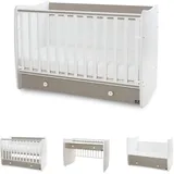 Lorelli Babybett Dream 70 x 140 cm umbaubar Kinderbett Schaukelbett Schreibtisch dunkelbraun weiß