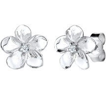 Elli DIAMONDS Frangipani Blüte Diamant Blume 925 Silber Ohrringe Damen