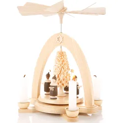Weihnachtspyramide ALBIN PREISSLER "Weihnachtsdeko", beige (natur), H:20cm, Massivholz, Weihnachtspyramiden, Made in Germany