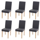 MCW 6er-Set Esszimmerstuhl Stuhl Küchenstuhl Littau ~ Kunstleder, grau matt, helle Beine