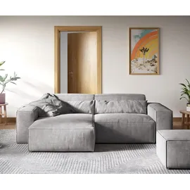 DeLife Eckcouch Cord 2-Sitzer Grau