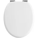 Woltu WC-Sitz Toilettensitz mit Absenkautomatik, MDF Holzkern, Softclose Scharnier, Antibakteriell, Desgin Décor, Weiß