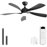 Sofucor 114cm Deckenventilator mit Beleuchtung, Leise Deckenventilator mit Licht, Fernbedienung, DC, 3 Farbtemperatur, Timer, 6 Geschwindigkeiten, Sommer Winterbetrieb für Schlafzimmer Wohnzimmer