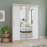 fabryka mebli idczak Schwebetürenschrank 150 x 200 x 61 cm Weiß/Bronze