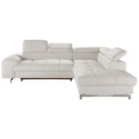 Cotta Ecksofa "Chef L-Form", weiß (altweiß), B:257cm H:72cm T:206cm, Luxus-Microfaser (100% Polyester);Kunstleder Softlux;Leder Advantage (abgedecktes Spalt-Rindsleder), Rückseite mit schwarzem Spannstoff bezogen;NaturLEDER (echtes Rindsleder), Rückseite mit