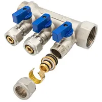 Belrad Verteiler mit 3 Abgängen Kugelhahn Blau Mf-1" 3 x 16