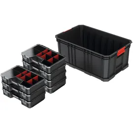Prosperplast Modular Solution Werkzeugbox 7-tlg. rot/schwarz 52 x 32,9 x 21 cm