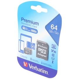 Verbatim microSDXC 64 GB Class 10 UHS-I + SD-Adapter