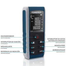 Ferrestock FSKLDM070 Laserentfernungsmesser bis zu 70 m, Lasermessgerät - White / Blue - One Size