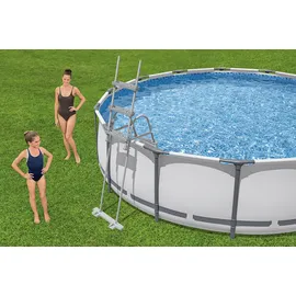 BESTWAY Steel Pro Max Frame Pool Set 427 x 107 cm lichtgrau inkl. Filterpumpe + Zubehör