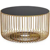 FineBuy Couchtisch 60cm Sofatisch Metall Glas Wohnzimmertisch Beistelltisch Rund Gold