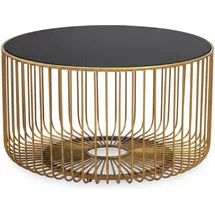 FineBuy Couchtisch 60cm Sofatisch Metall Glas Wohnzimmertisch Beistelltisch Rund Gold