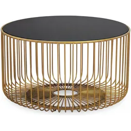 FineBuy Couchtisch 60cm Sofatisch Metall Glas Wohnzimmertisch Beistelltisch Rund Gold