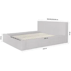 FEDVE Polsterbett, Anthrazit, Textil, 140x200 cm, Schlafzimmer, Betten, Polsterbetten