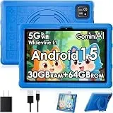 ZENTALITY Kinder Tablet 10 Zoll Android 15 mit 30GB RAM + 64GB ROM(2TB), 5G WLAN 6, Widevine L1, Elterliche Kontrolle, 8-Core, 8000 mAh, Kids Tablet mit Kinder + 360° Drehbarer Ständer,Blau