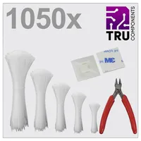 TRU Components TC-13377616 T24CA115 Kabelbinder Weiß UV-stabilisiert 1050 St.