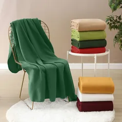 wometo 3er Set Polar- Fleecedecke 130x160 cm ca. 400g wertiges Gewicht OekoTex mit Anti-Pilling Kettelrand Farbe dunkelgrün