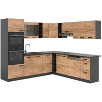 Vicco Winkelküche R-Line L-Form 237 cm Goldkraft Eiche/Anthrazit
